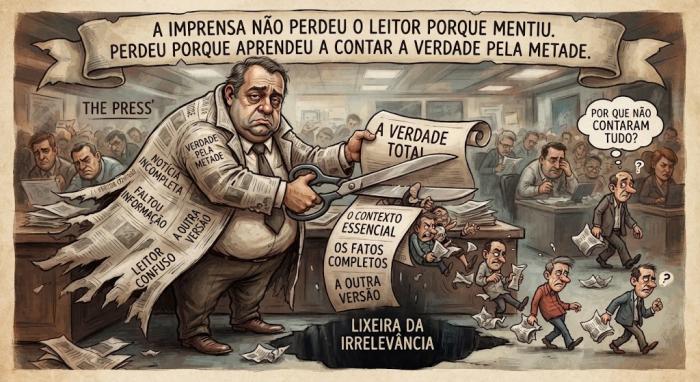 O jornalismo não morreu de mentira — morreu de omissão.